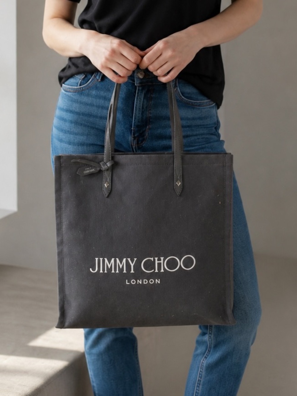 Jimmy Choo Black Canvas Tote Bag - Picture 11 of 11